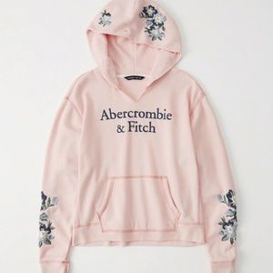 ABERCROMBIE & FITCH FLORAL EMBROIDERED LOGO HOODIE